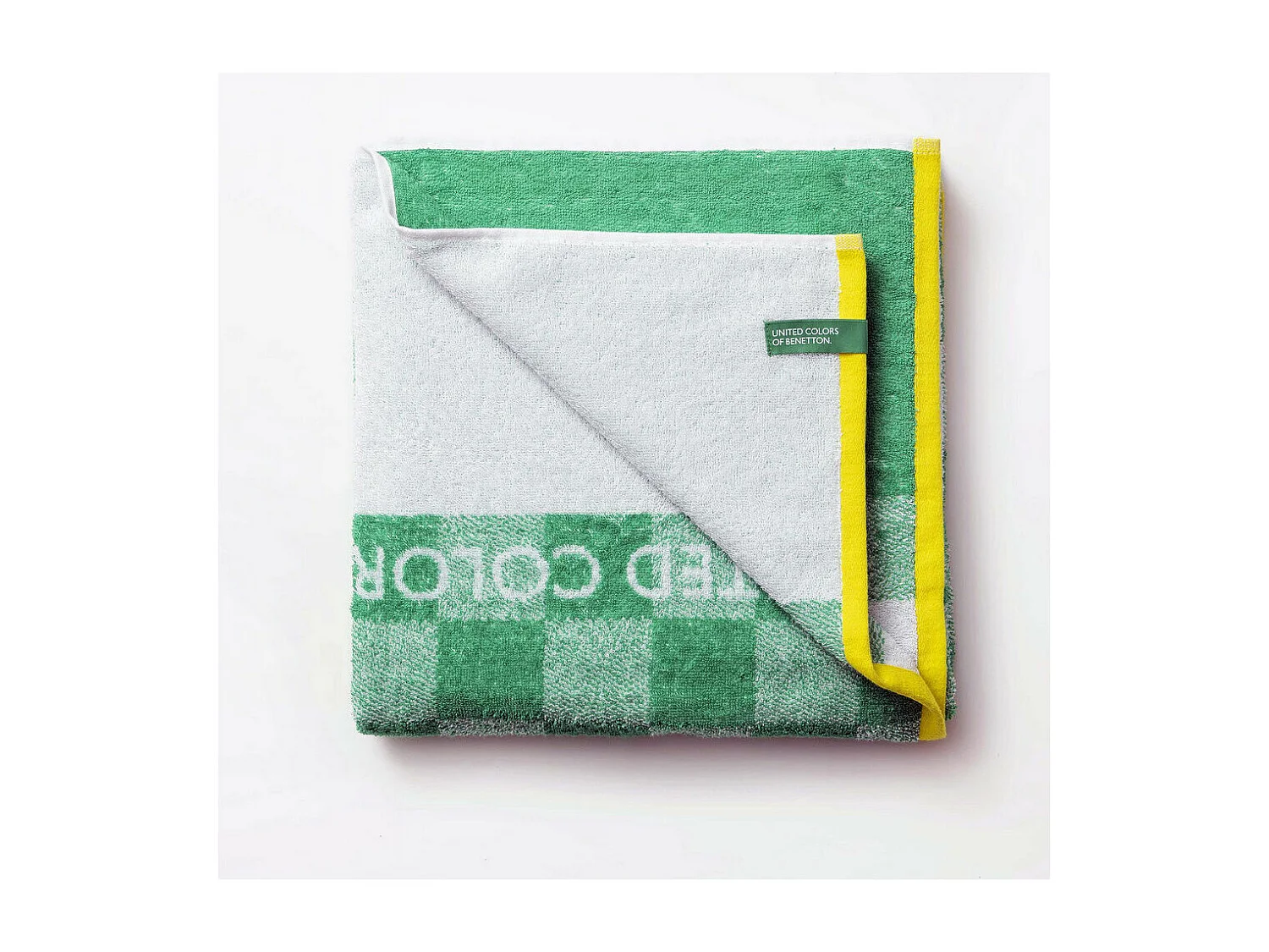 Serviette De Plage Garçon 70x140 Cm 450gsm 100% Coton Carreaux Vert Enfant