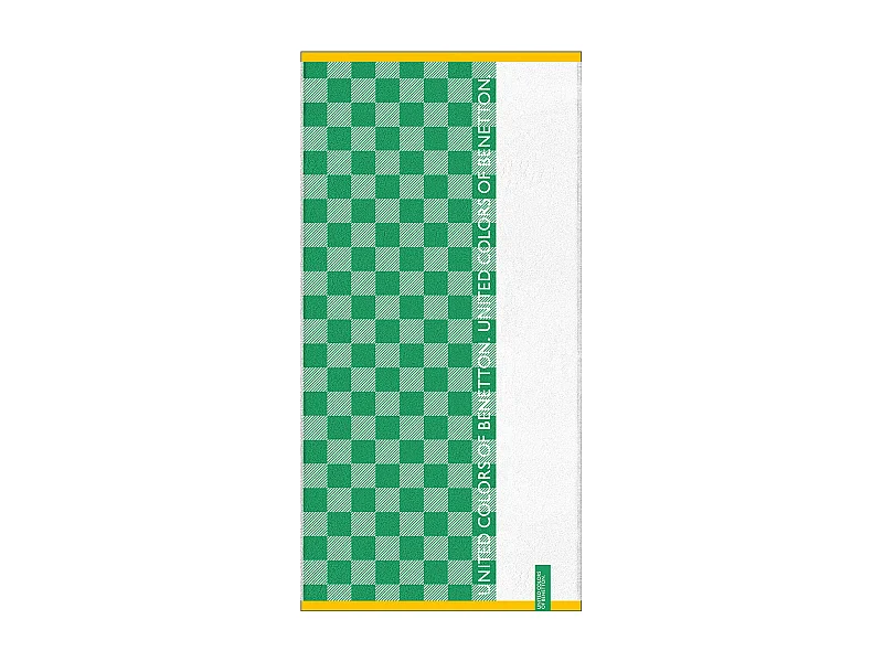 Serviette De Plage Garçon 70x140 Cm 450gsm 100% Coton Carreaux Vert Enfant