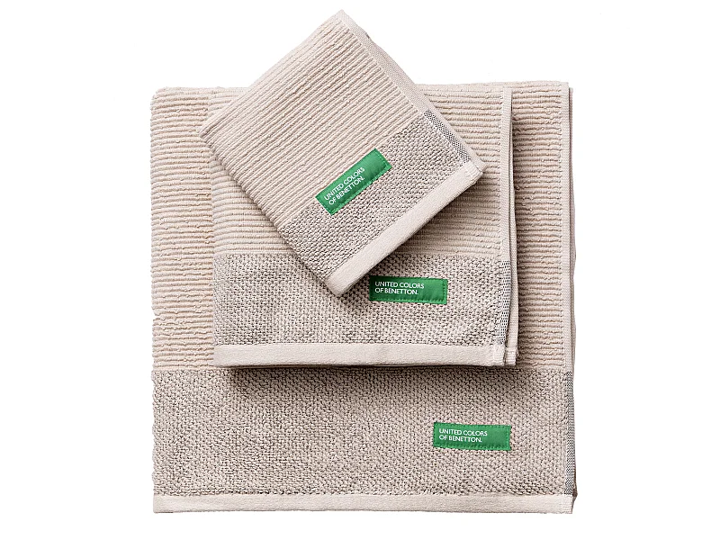 Set 3pcs Serviettes De Bain (30x50+50x90+70x140 Cm) 450 G/m2 100%coton Beige Casa Benetton