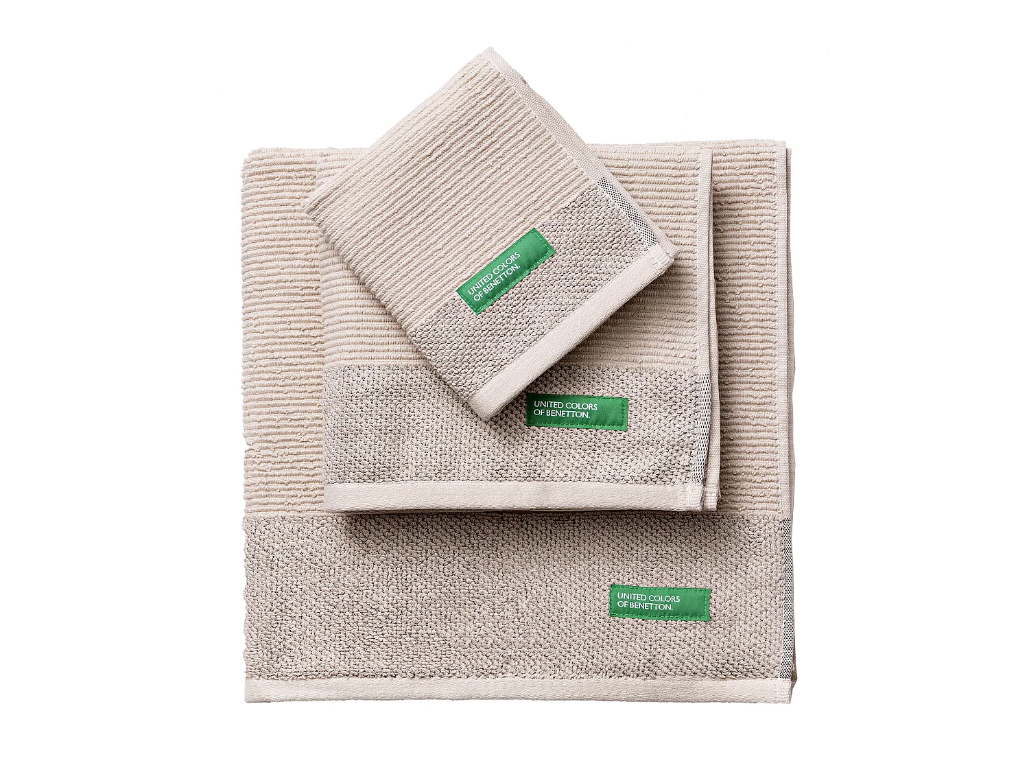 Set 3pcs Serviettes De Bain (30x50+50x90+70x140 Cm) 450 G/m2 100%coton Beige Casa Benetton