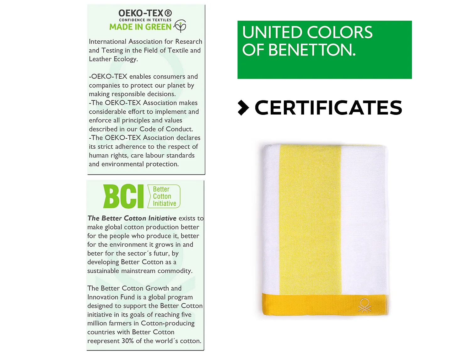 Serviette De Plage 90x160 Cm 450gsm Terry 100%coton Jaune Casa Benetton