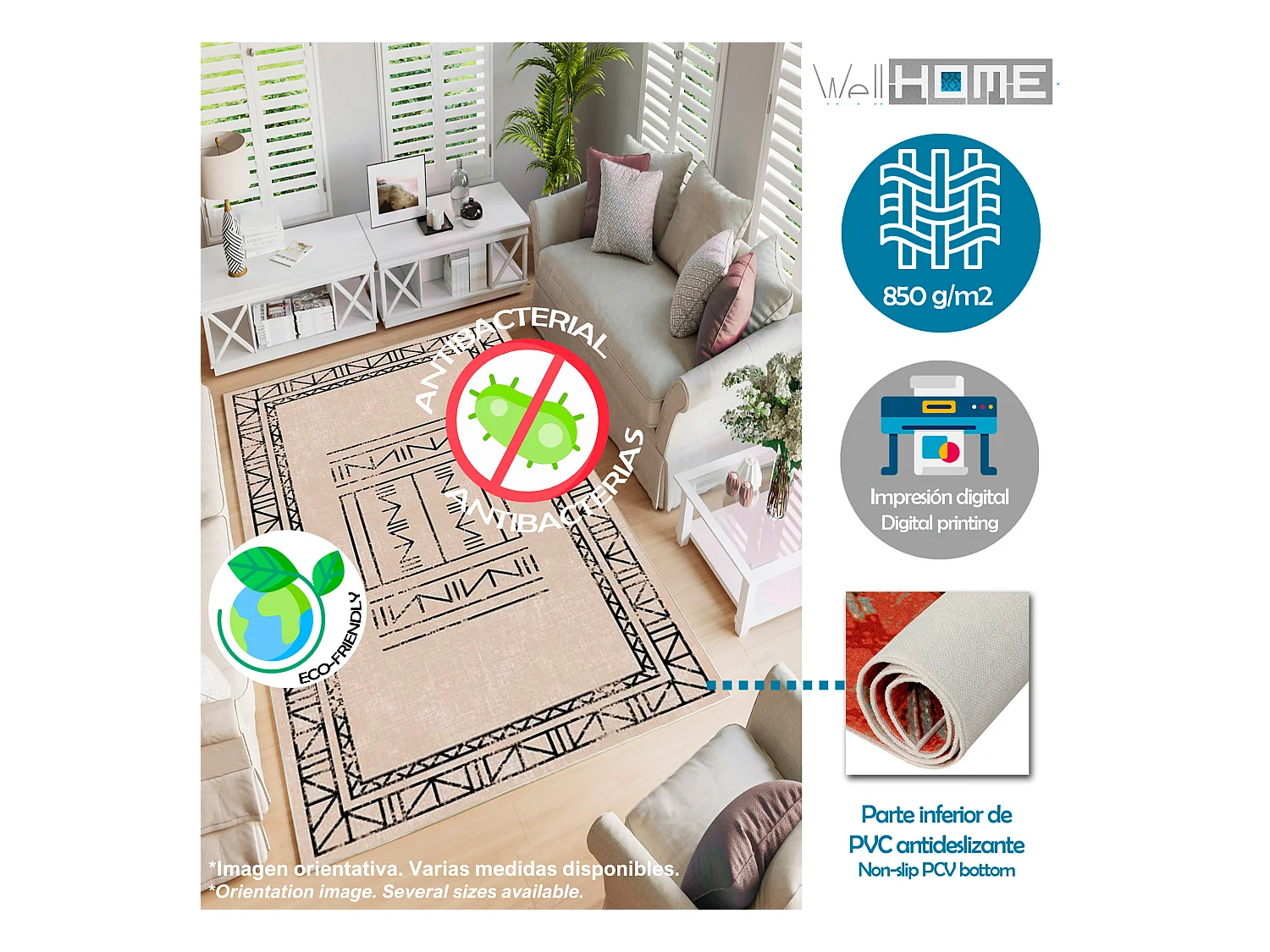 Tapis Polyester Imprimé 100 X 200 Cm