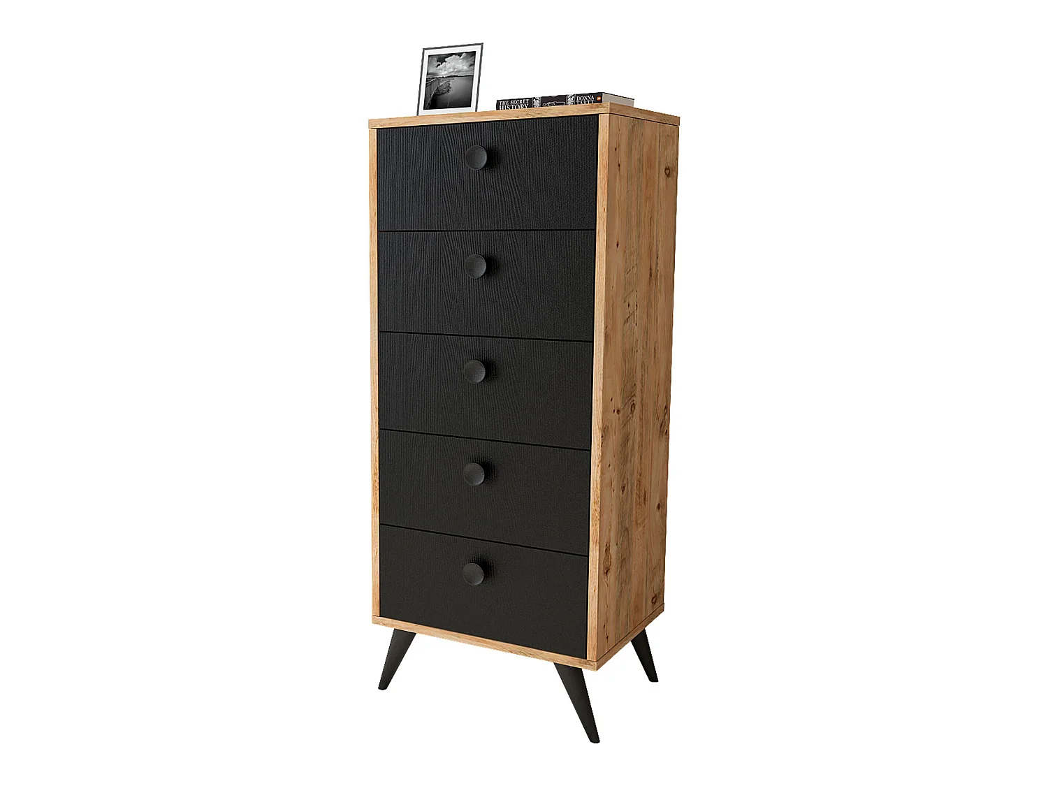 Meuble En Pin Noir Atlantique Avec 100% Aggloméré Plaqué Mélamine. 49x118x40