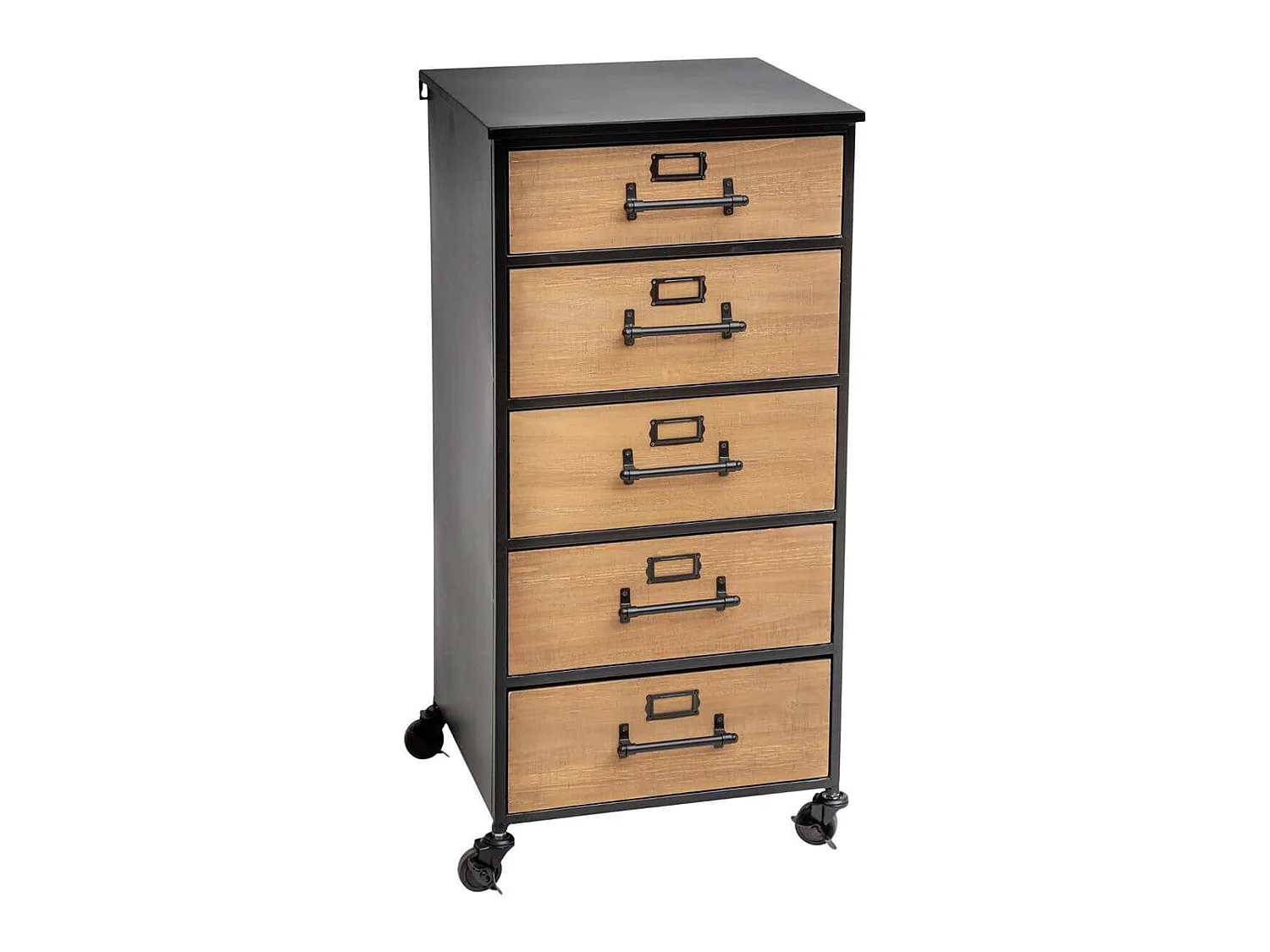 Buffet À Tiroirs Pour Ranger Des Dossiers Avec Une Décoration Rétro En Métal Et Bois, 42x37x87,5