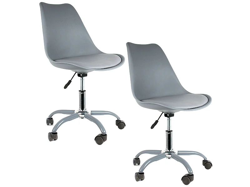 2 Chaise de bureau à roulettes, Gris