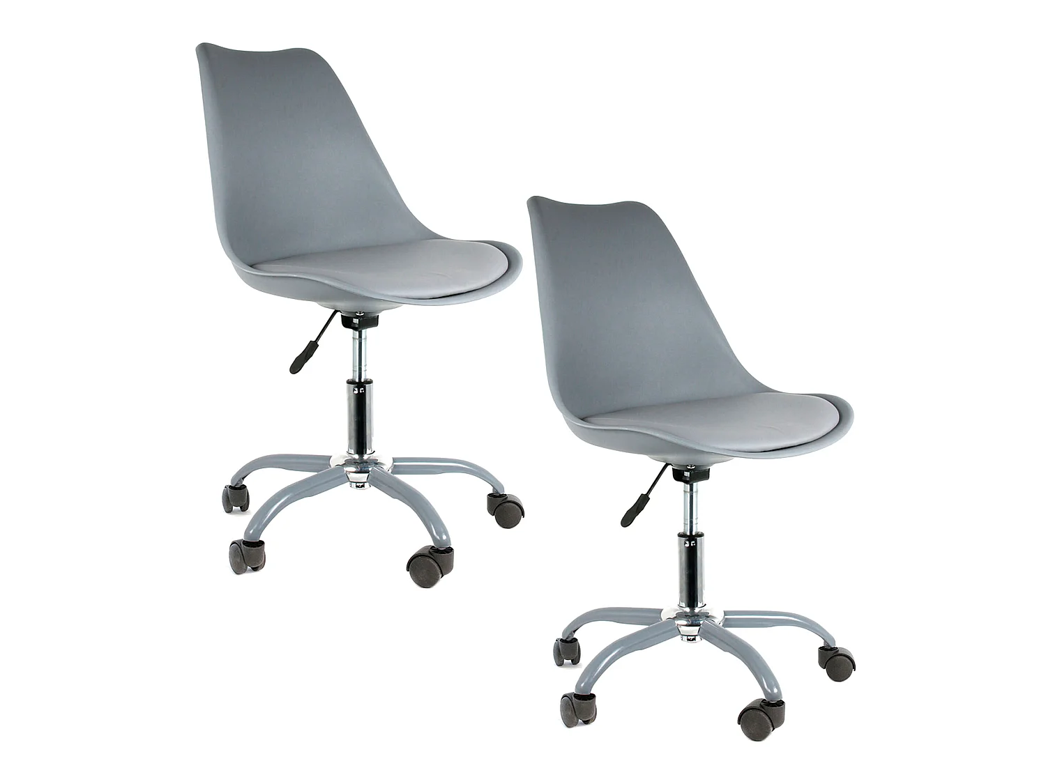 2 Chaise de bureau à roulettes, Gris