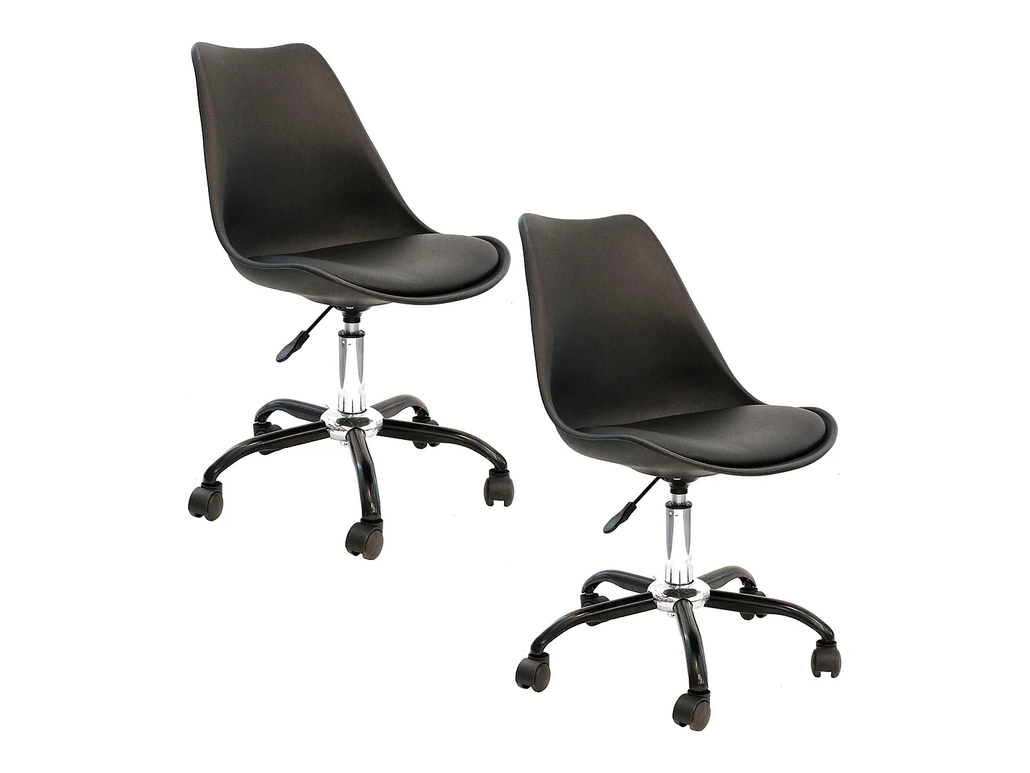 2 Chaise de bureau à roulettes, Noires
