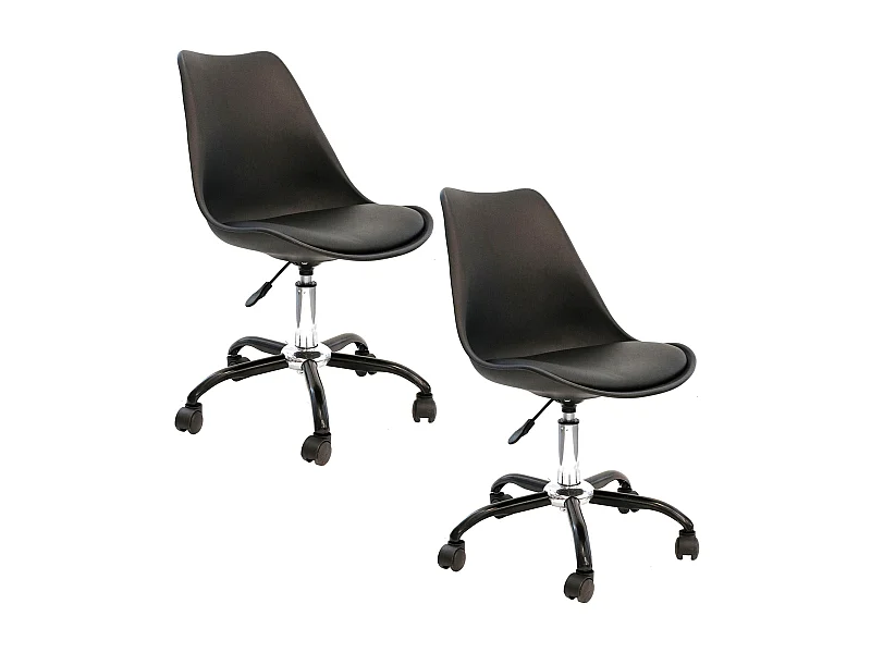 2 Chaise de bureau à roulettes, Noires