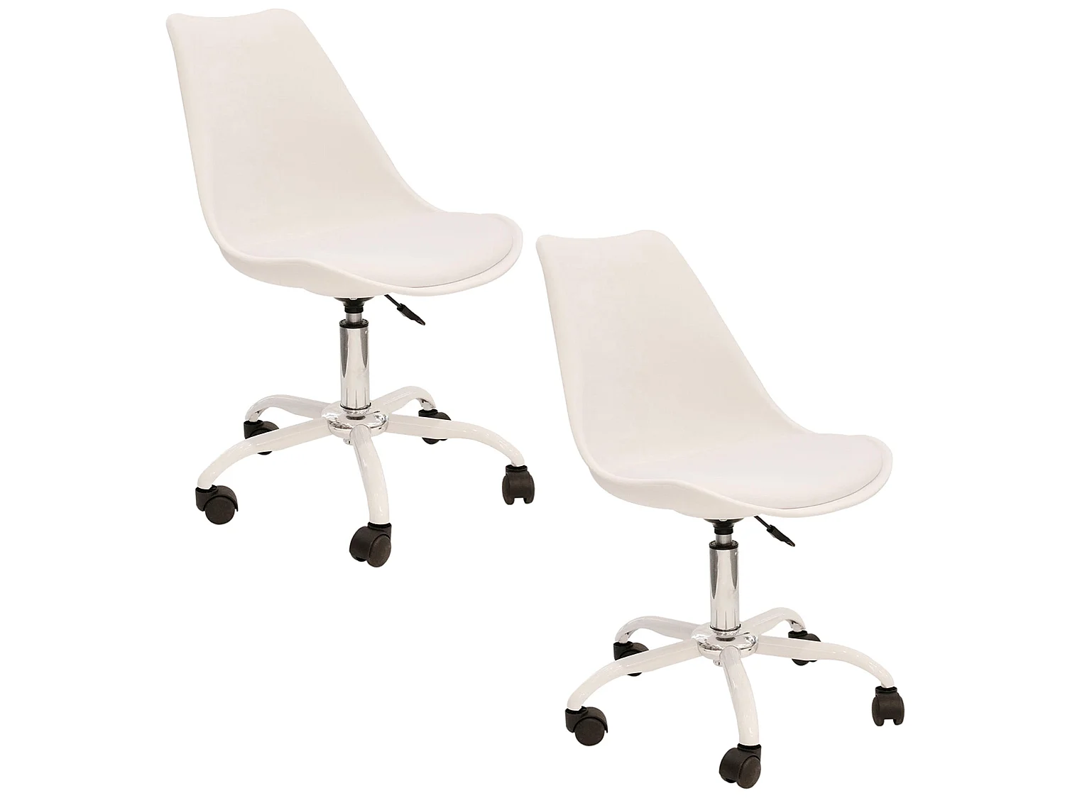 2 Chaise de bureau à roulettes, blanches
