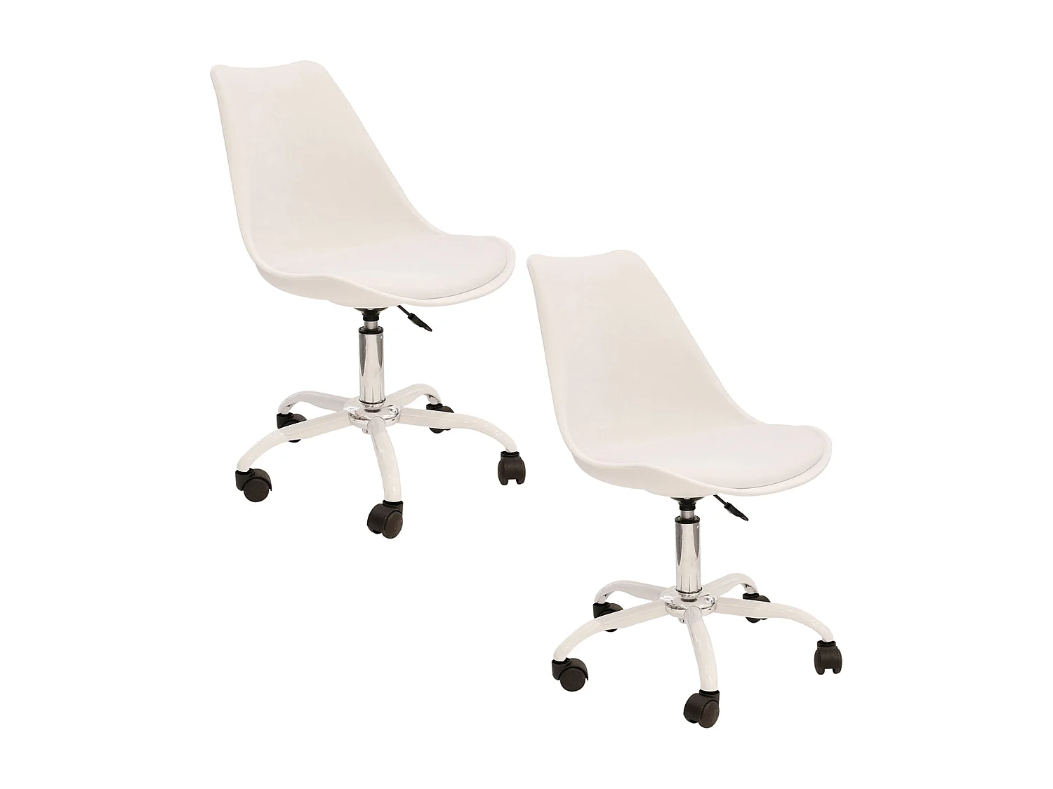 2 Chaise de bureau à roulettes, blanches
