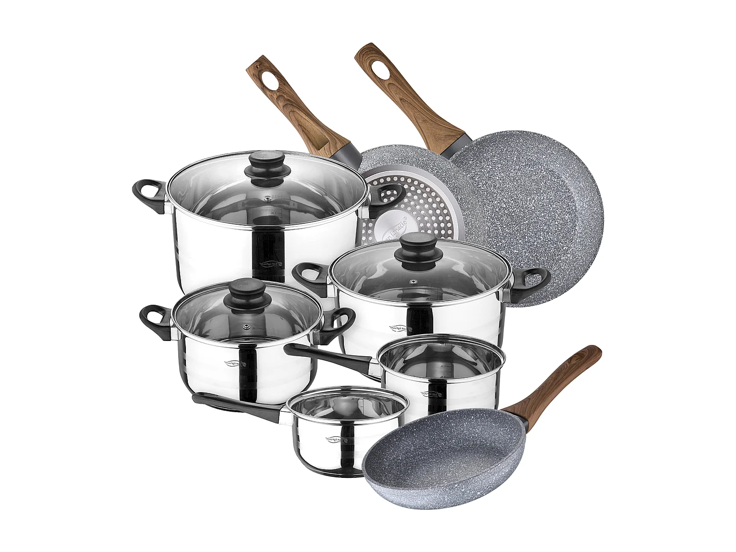 toledo batterie de cuisine 8 pcs et 3 poêles à frire 22, 24, 26cm daimiel
