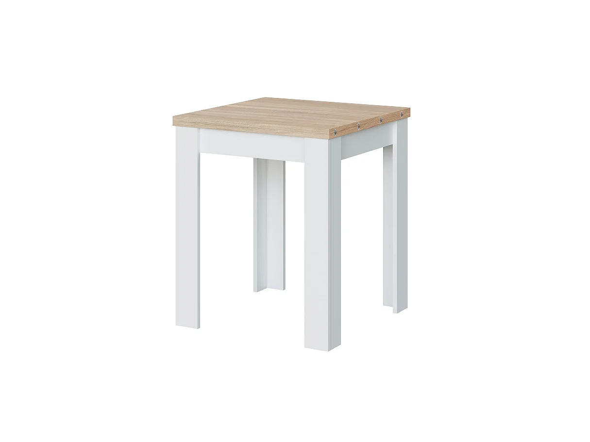 Mesa de comedor cuadrada Livre Blanco Artik (Blanco Mate) - Roble Canadian