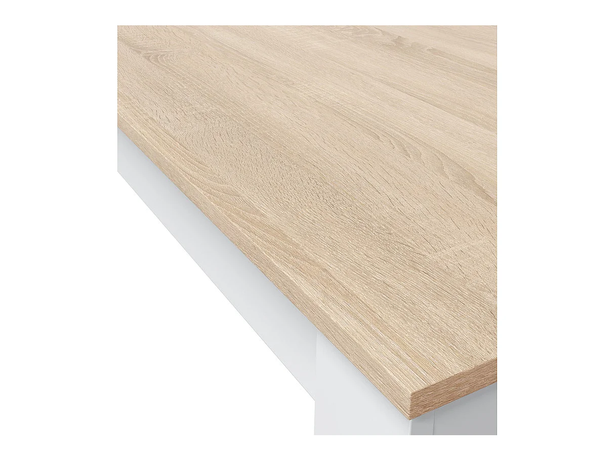 Mesa de comedor cuadrada Livre Blanco Artik (Blanco Mate) - Roble Canadian