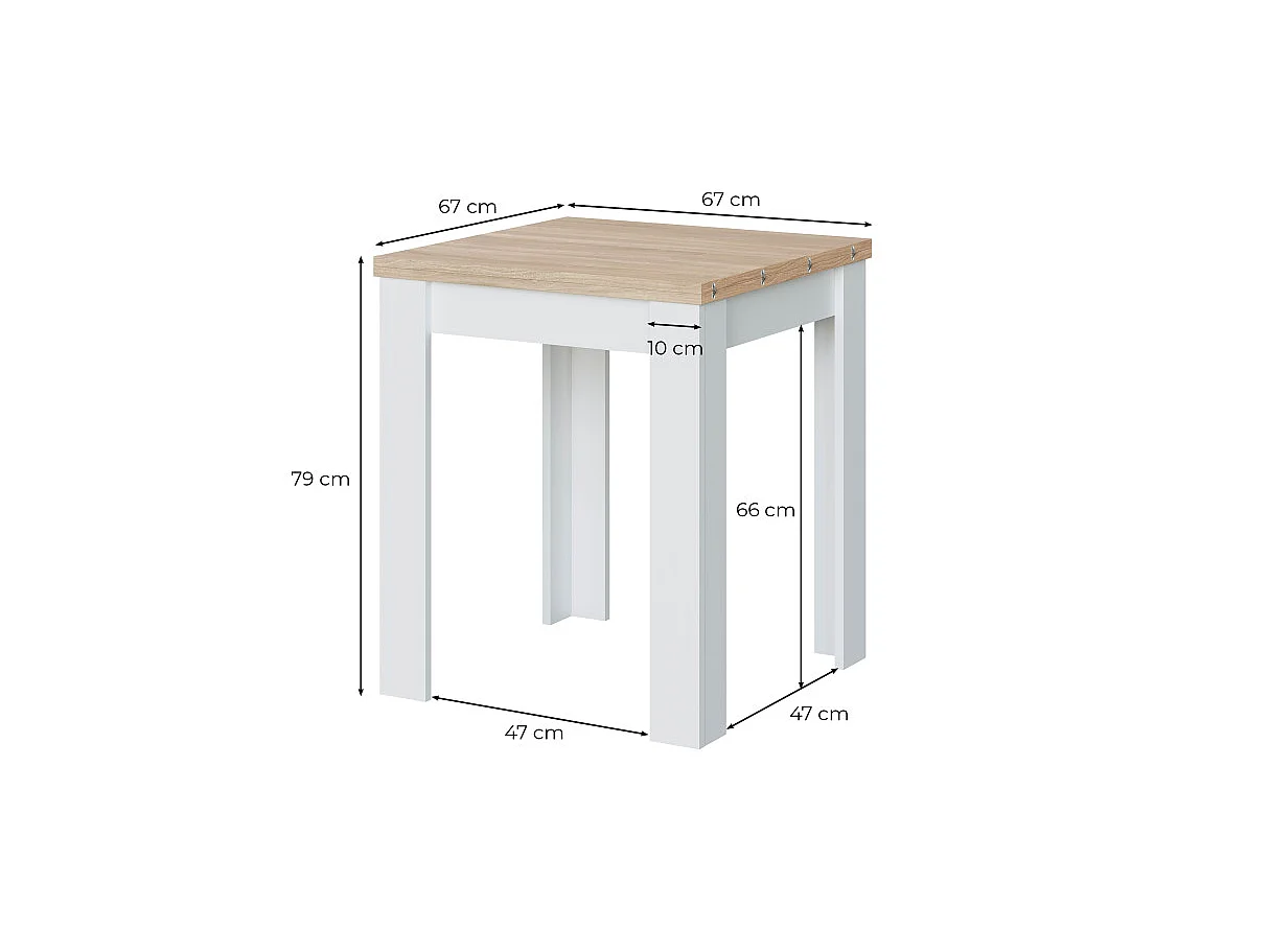 Mesa de comedor cuadrada Livre Blanco Artik (Blanco Mate) - Roble Canadian