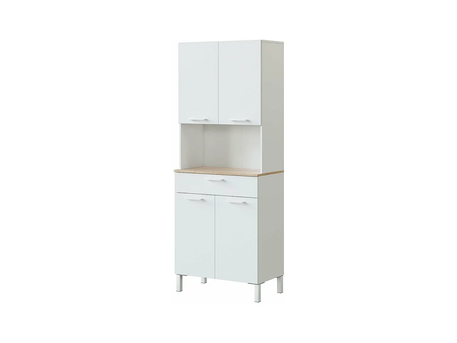 Buffet haut 4 portes + 1 tiroir et 1 compartiment ouvert H186 cm - Kira