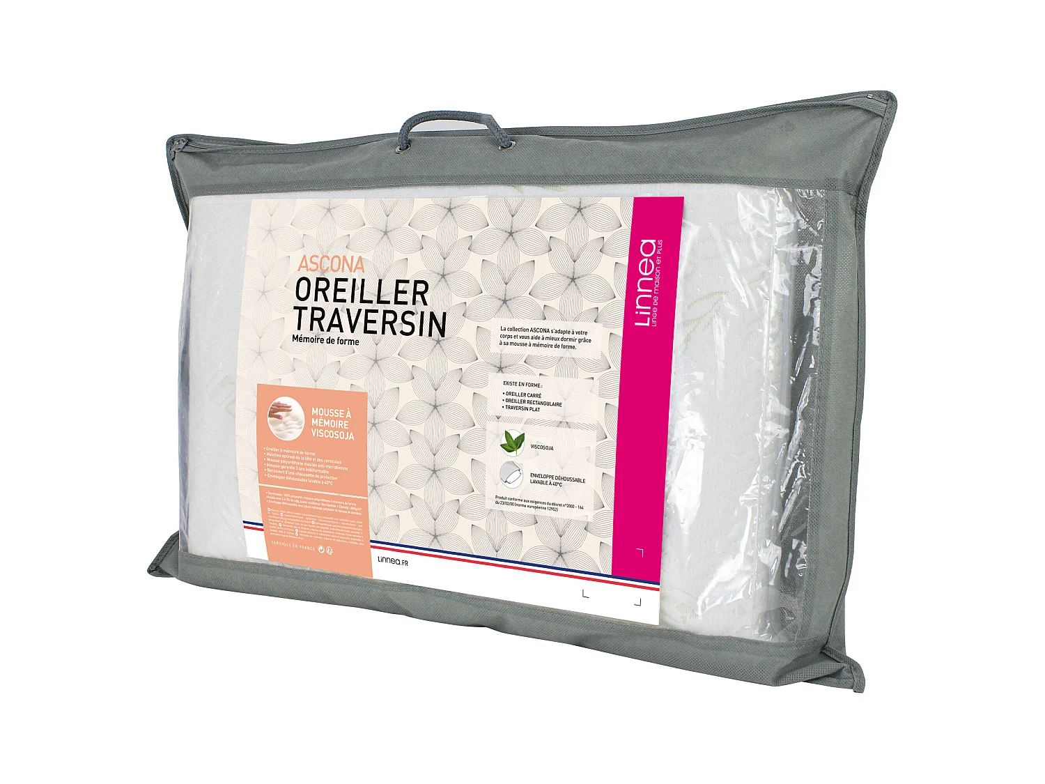 Oreiller 40x60 cm ASCONA mousse à mémoire de forme viscosoja