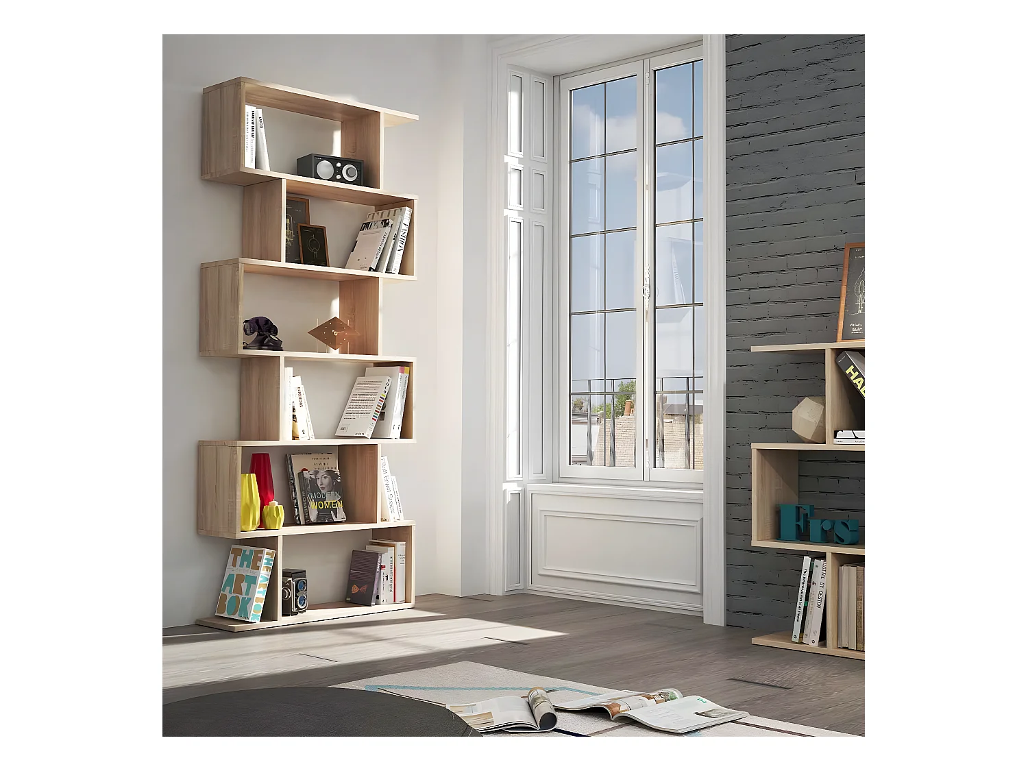 Bibliothèque avec 6 niveaux H192 cm - Athena