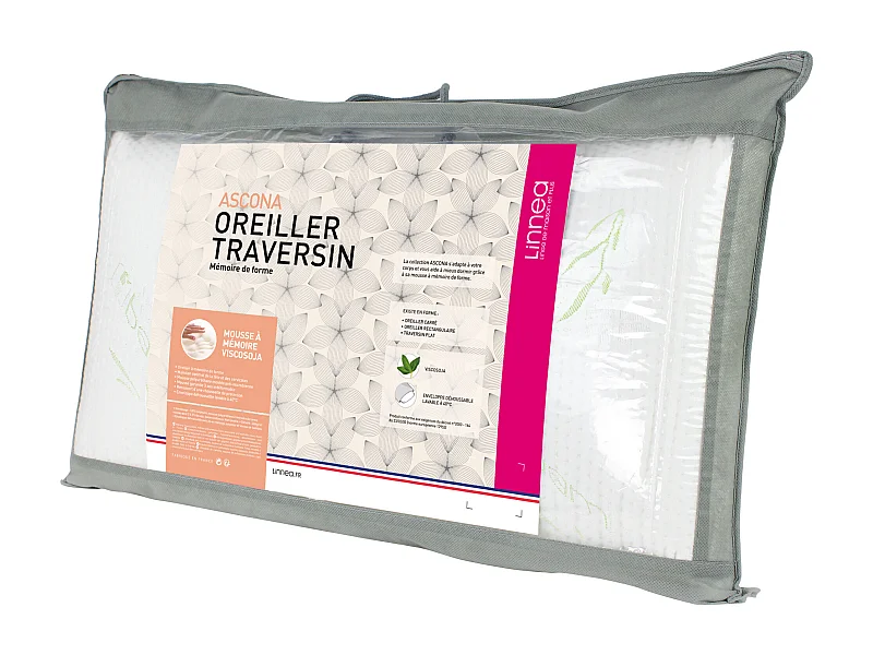 Traversin plat 135x35 cm ASCONA mousse à mémoire de forme viscosoja