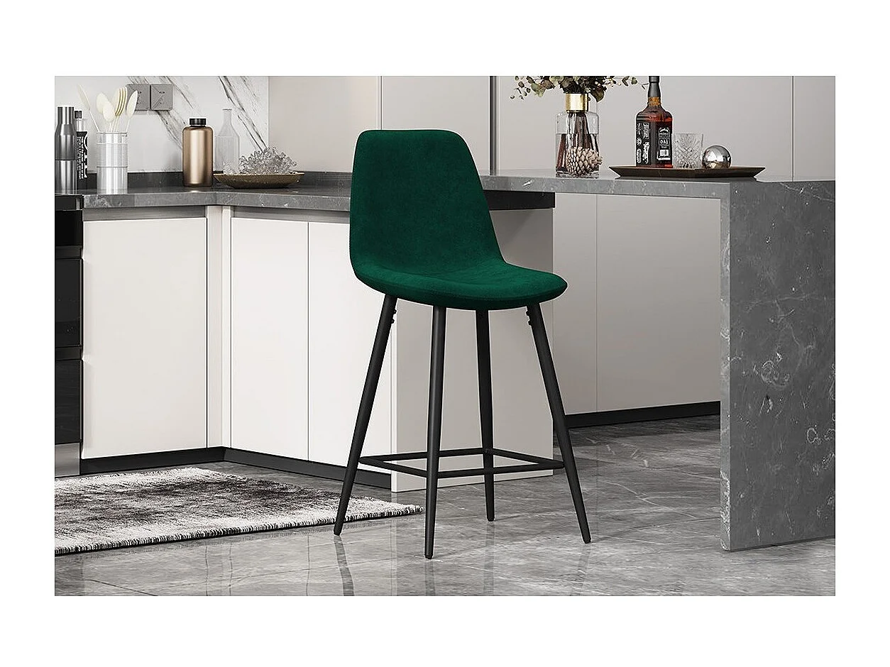 Chaise de comptoir en velours BOYLD, coloris vert