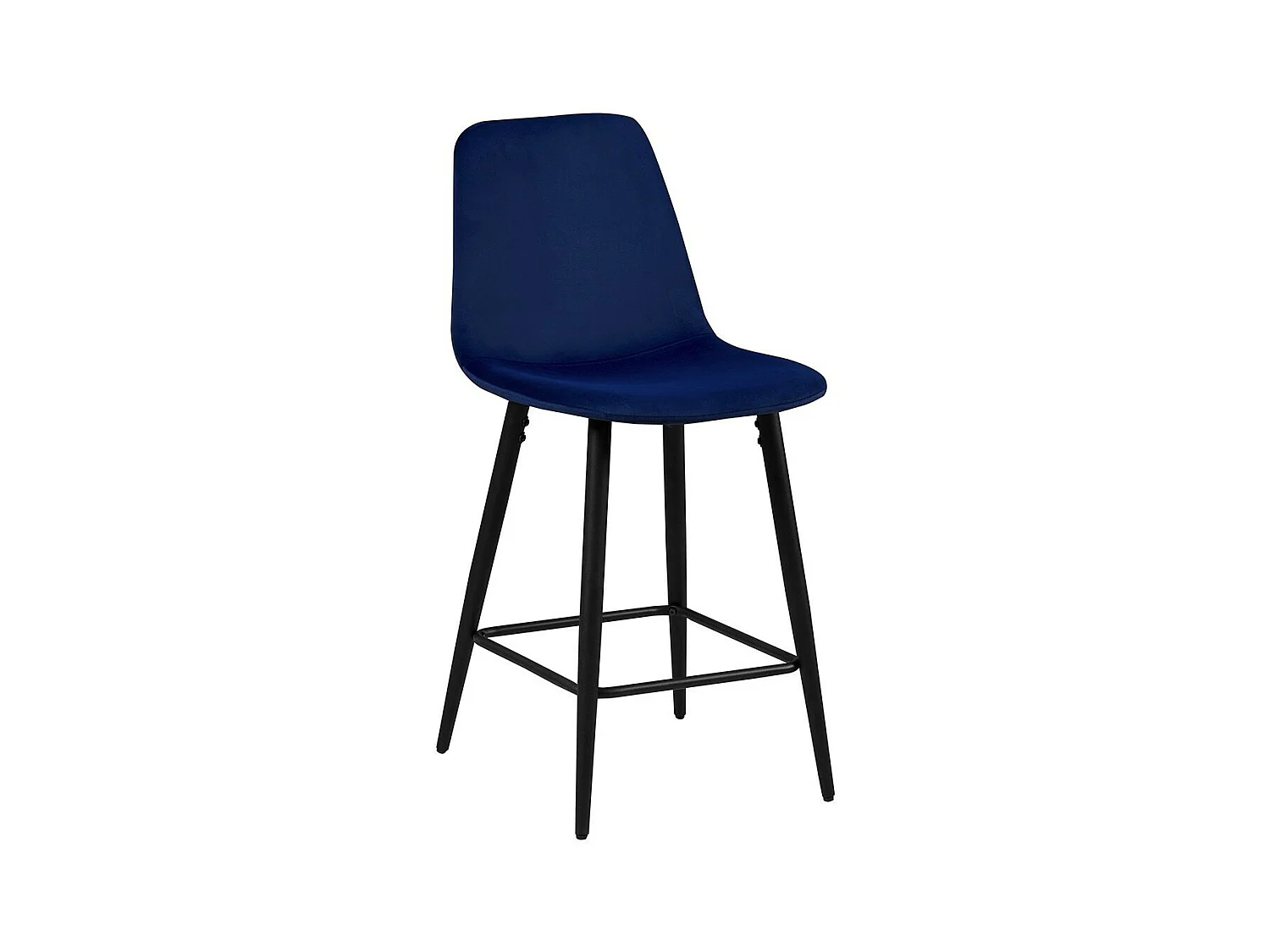 Chaise de comptoir en velours BOYLD, coloris bleu foncé