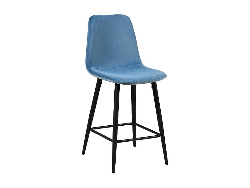 Chaise de comptoir en velours BOYLD, coloris bleu clair