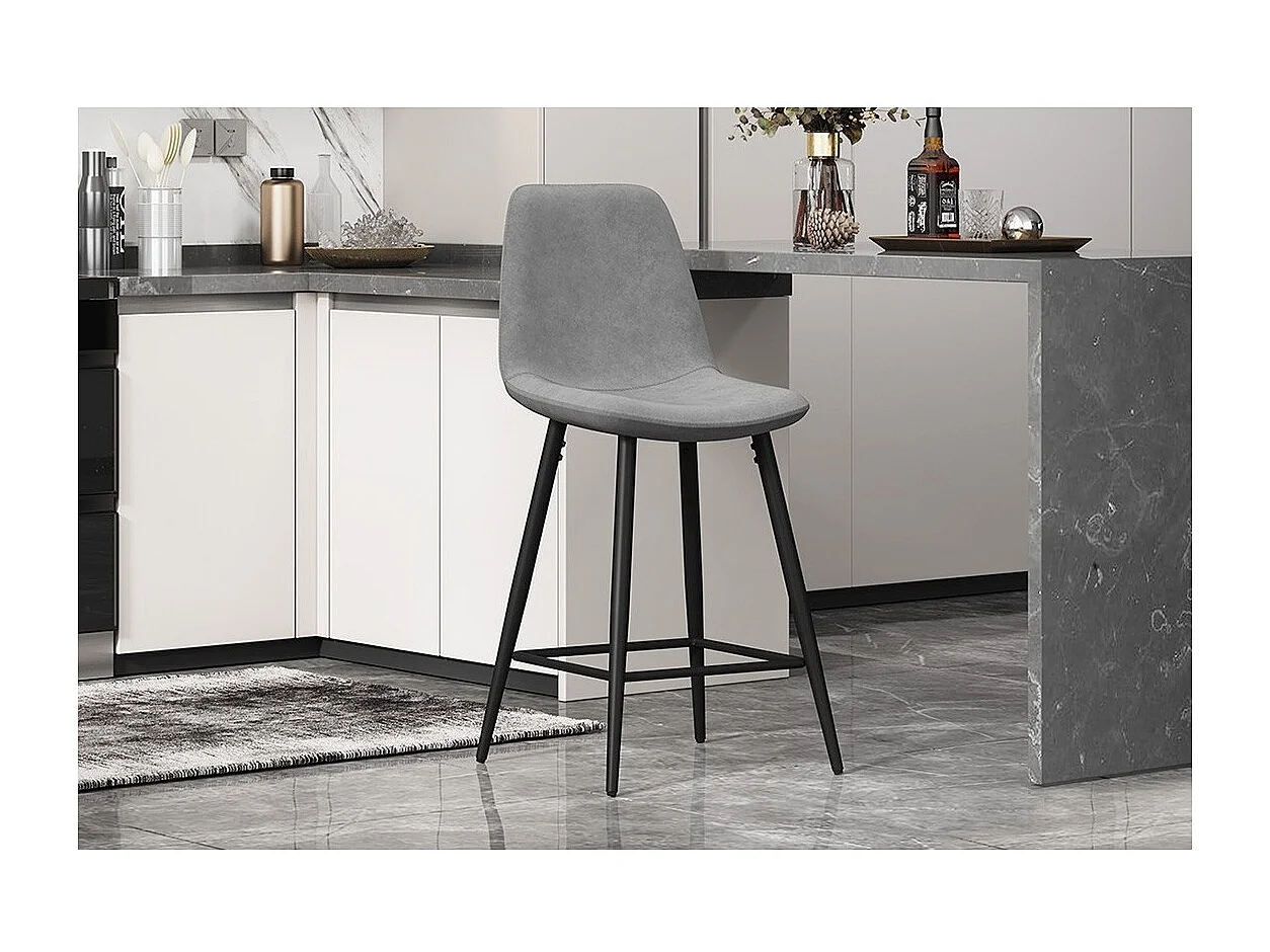Cadeira de balcão em veludo BOYLD, cor cinza