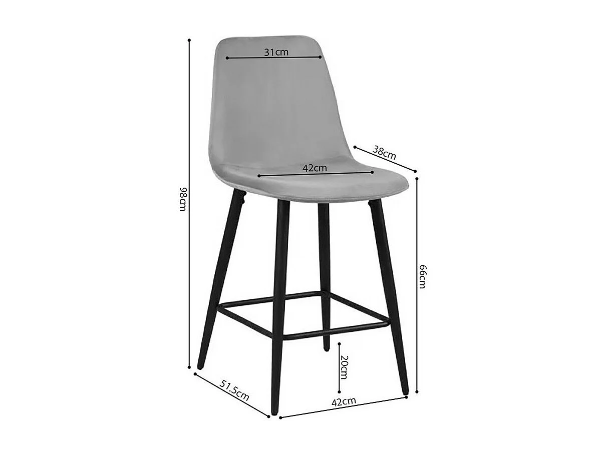 Cadeira de balcão em veludo BOYLD, cor cinza