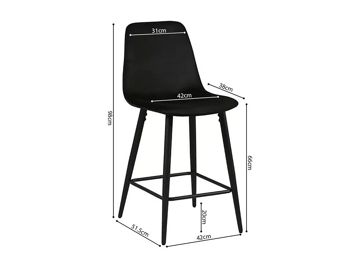 Silla de mostrador de terciopelo BOYLD, color negro.