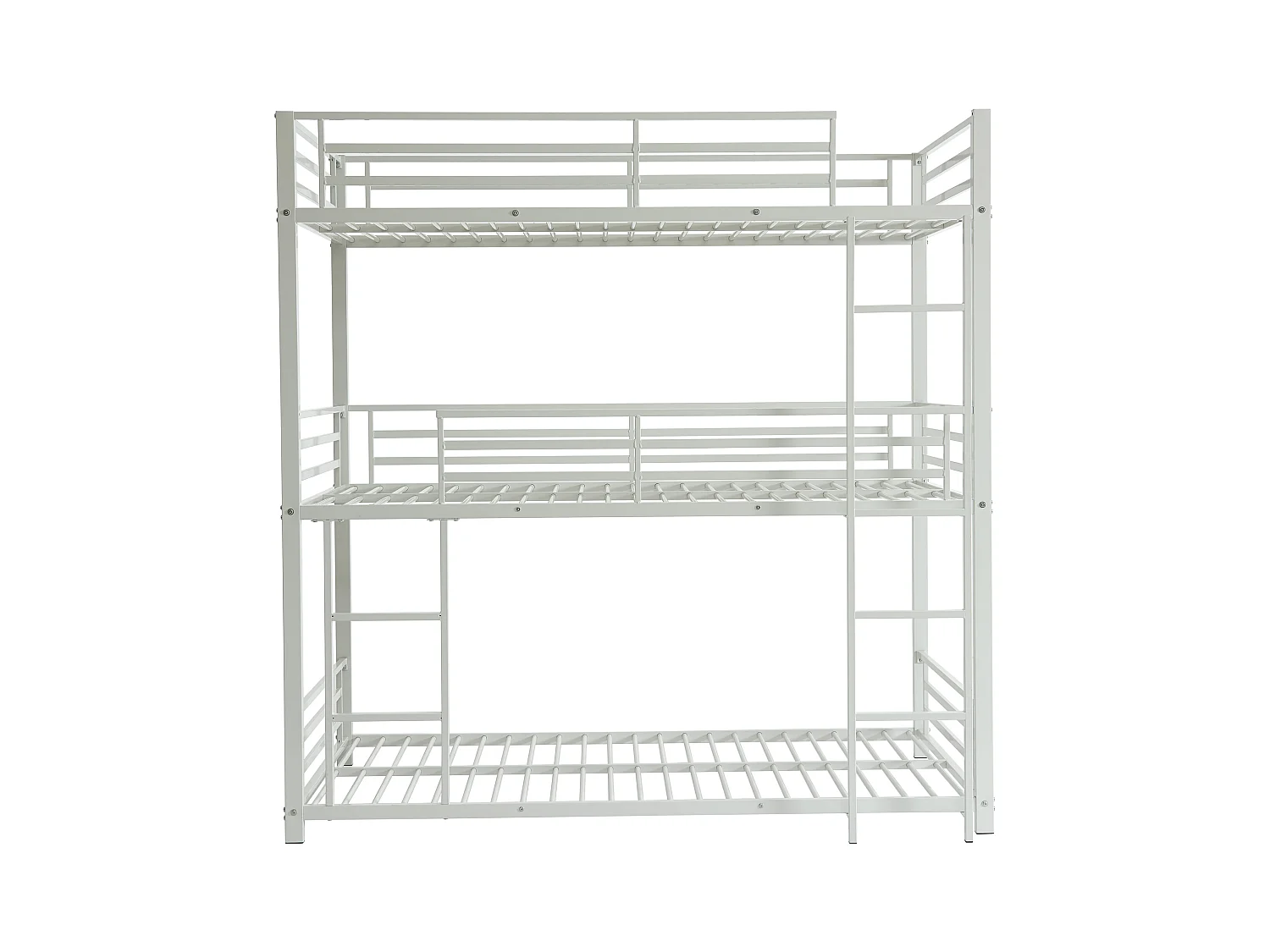 Etagenbett - 3 Personen - 3 x 90 x 190 cm - Metall - Weiß - ELOUAN III
