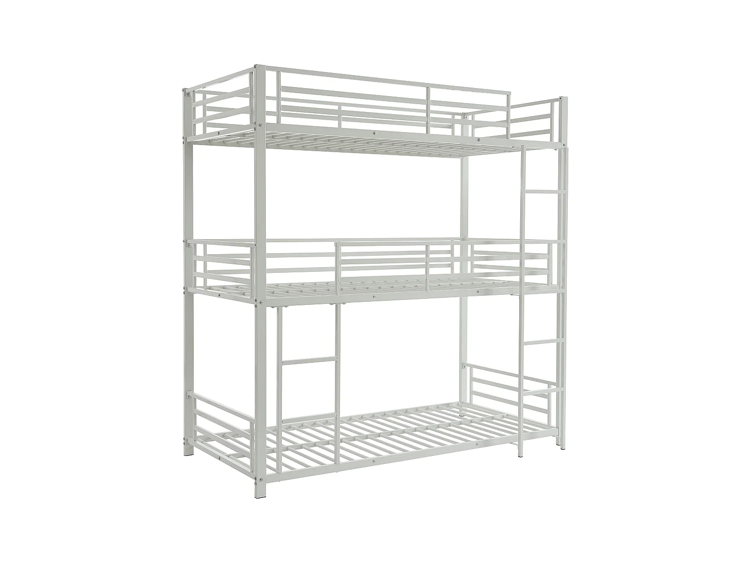 Etagenbett - 3 Personen - 3 x 90 x 190 cm - Metall - Weiß - ELOUAN III