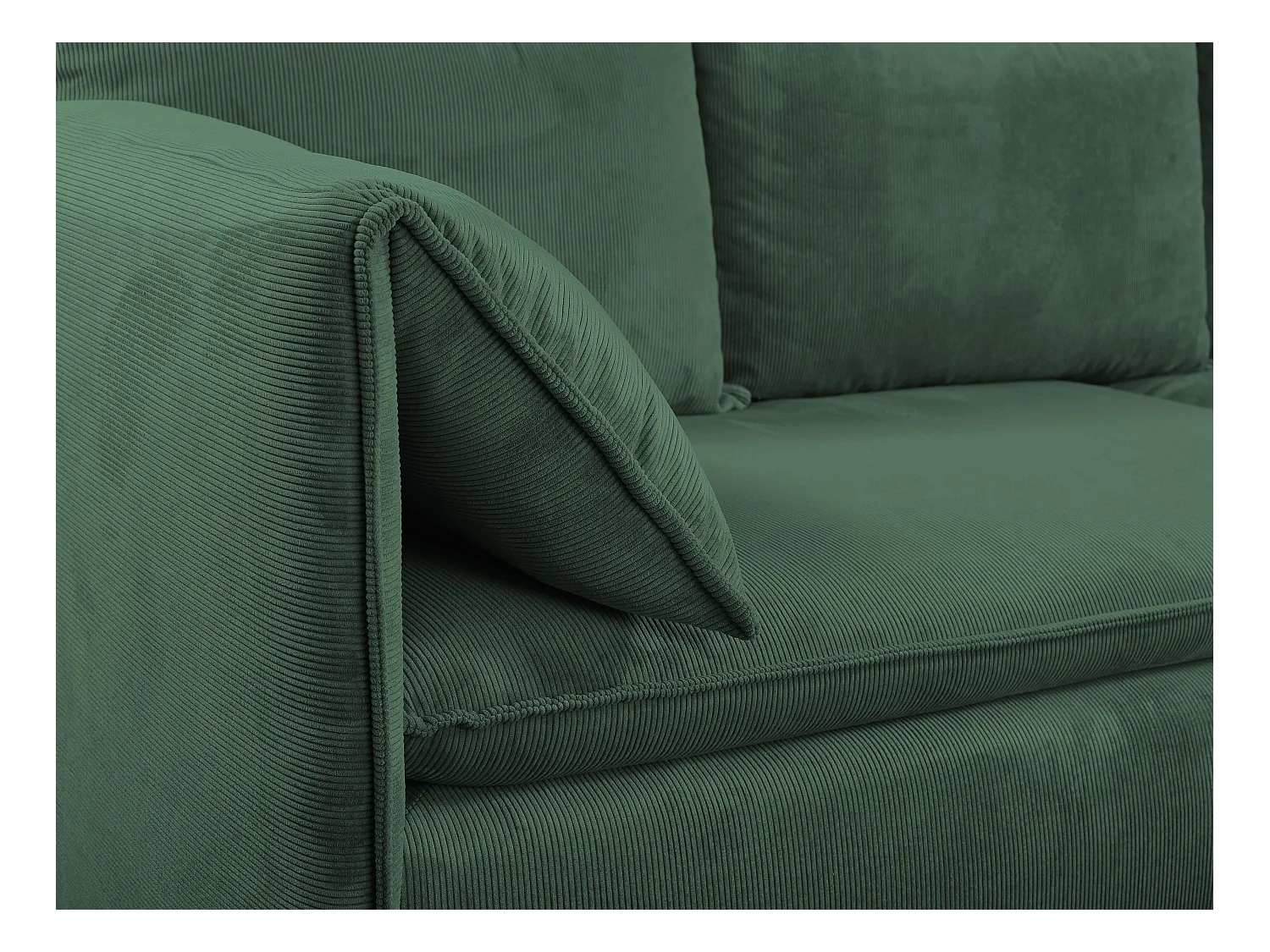 Slaapbank met rechtse hoek in groen ribfluweel met fijne ribbels - TEODORA