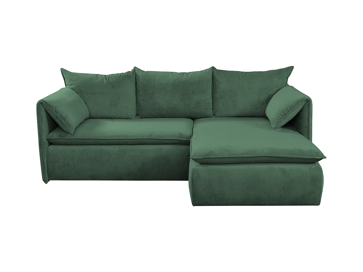 Sofá cama rinconera derecha de pana verde TEODORA