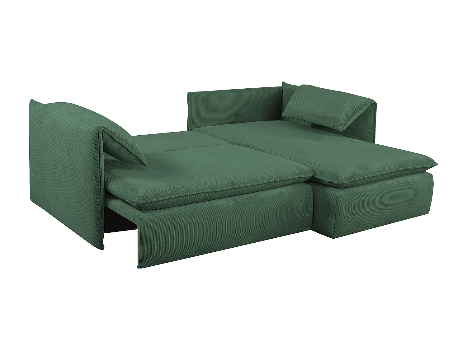 Sofá cama rinconera derecha de pana verde TEODORA