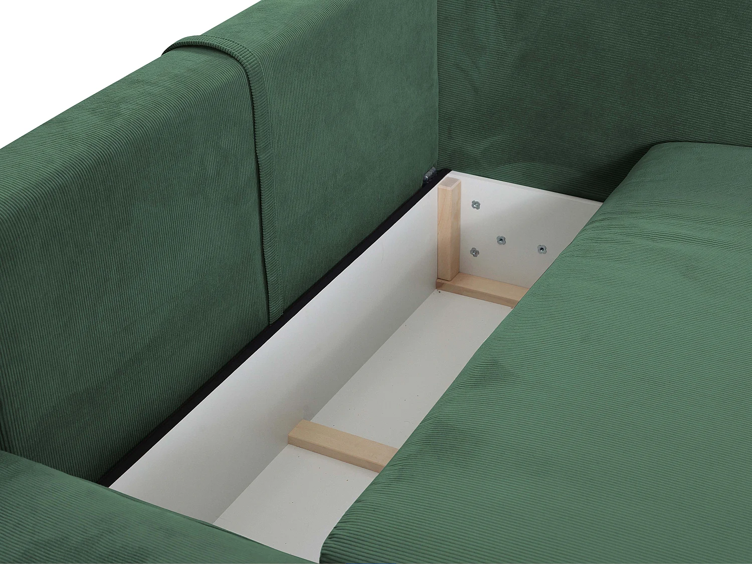 Sofá cama rinconera derecha de pana verde TEODORA