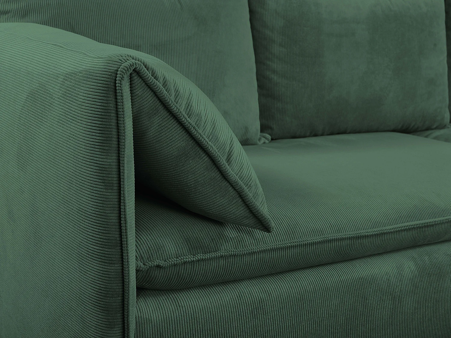 Ecksofa mit Schlaffunktion - Ecke rechts - Feincord - Tannengrün - TEODORA