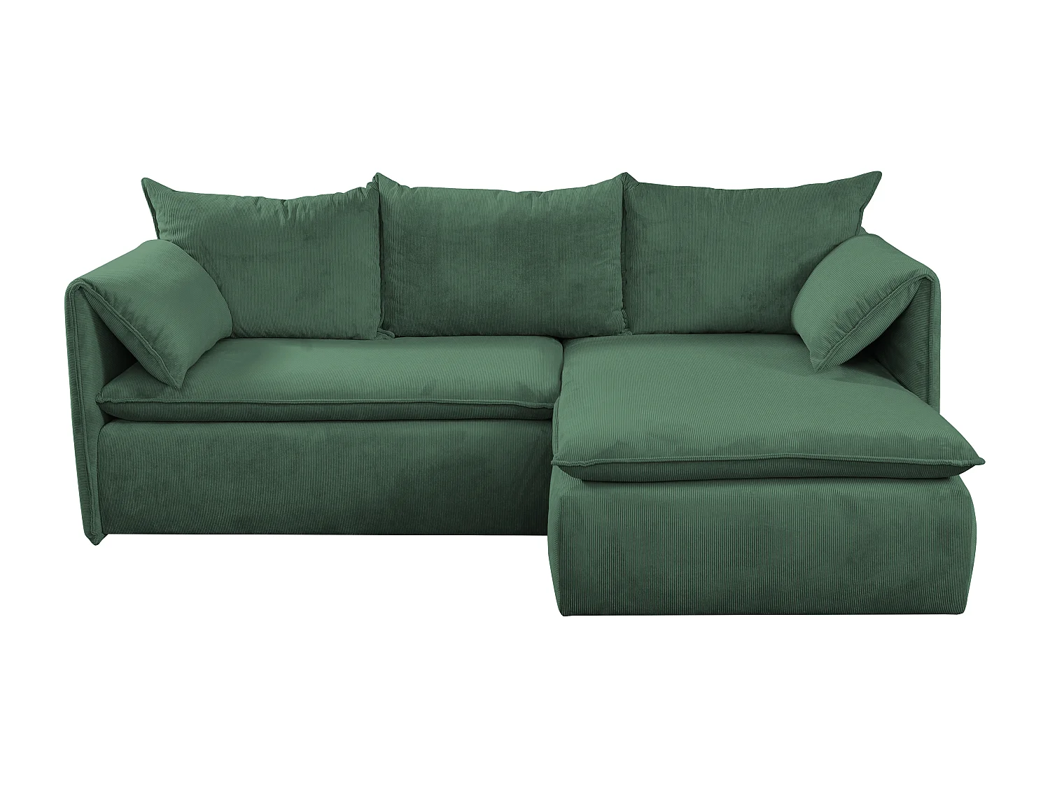 Ecksofa mit Schlaffunktion - Ecke rechts - Feincord - Tannengrün - TEODORA