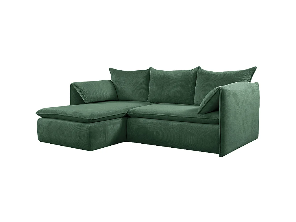 Ecksofa mit Schlaffunktion - Ecke links - Feincord - Tannengrün - TEODORA