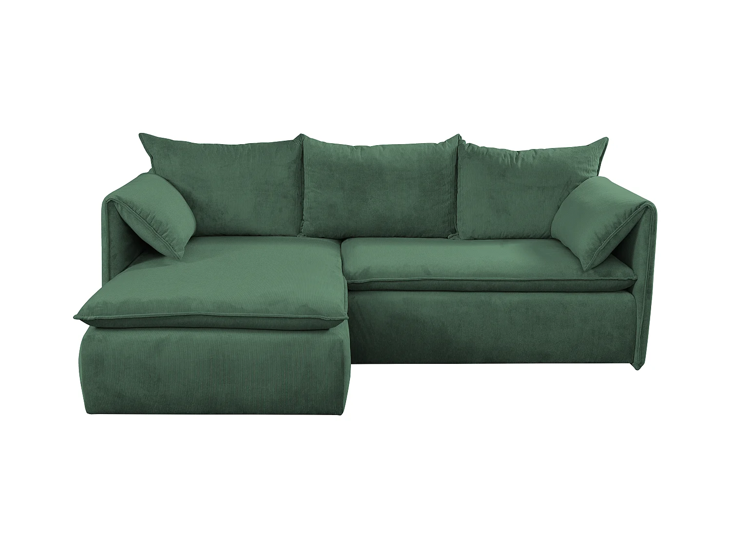 Ecksofa mit Schlaffunktion - Ecke links - Feincord - Tannengrün - TEODORA