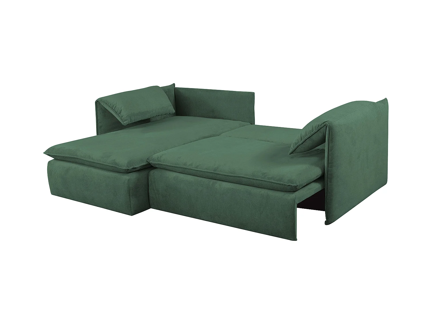 Ecksofa mit Schlaffunktion - Ecke links - Feincord - Tannengrün - TEODORA