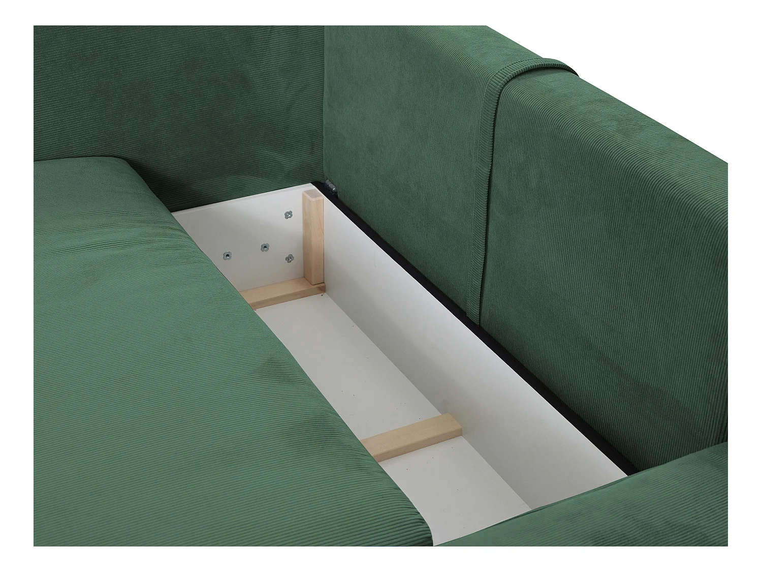 Ecksofa mit Schlaffunktion - Ecke links - Feincord - Tannengrün - TEODORA