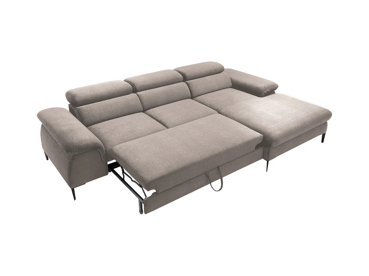 Canapé d'angle droit convertible en velours taupe SEPINA de Pascal Morabito