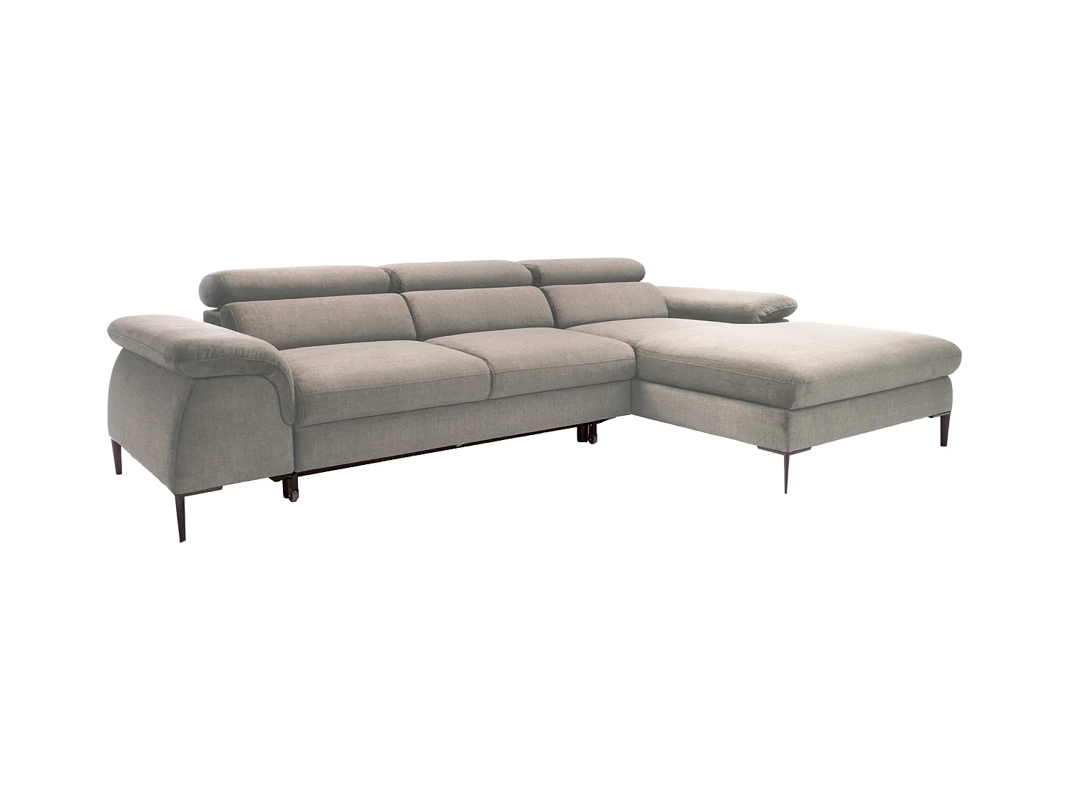 Canapé d'angle droit convertible en velours taupe SEPINA de Pascal Morabito