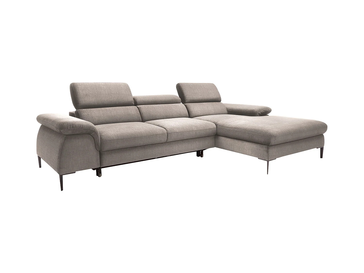 Slaapbank met hoek rechts in taupe fluweel SEPINA van Pascal Morabito