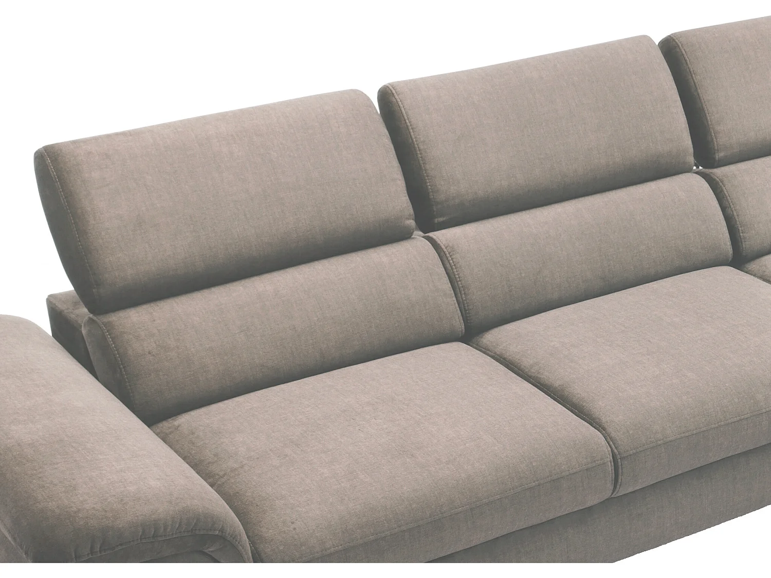 Slaapbank met hoek rechts in taupe fluweel SEPINA van Pascal Morabito