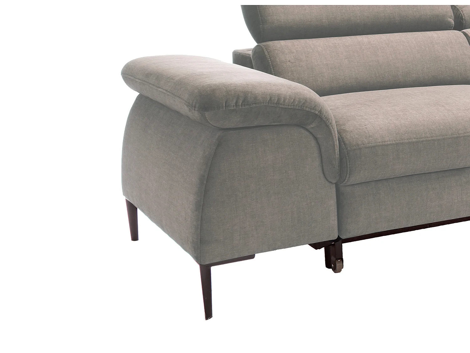 Slaapbank met hoek rechts in taupe fluweel SEPINA van Pascal Morabito