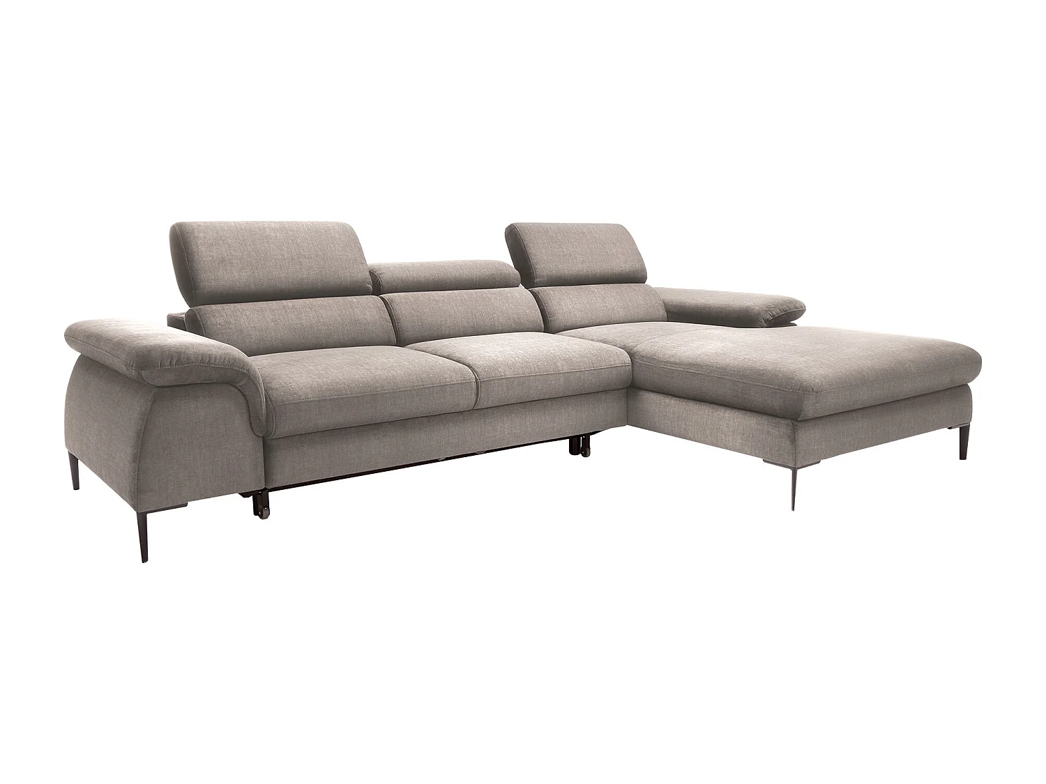 Slaapbank met hoek rechts in taupe fluweel SEPINA van Pascal Morabito