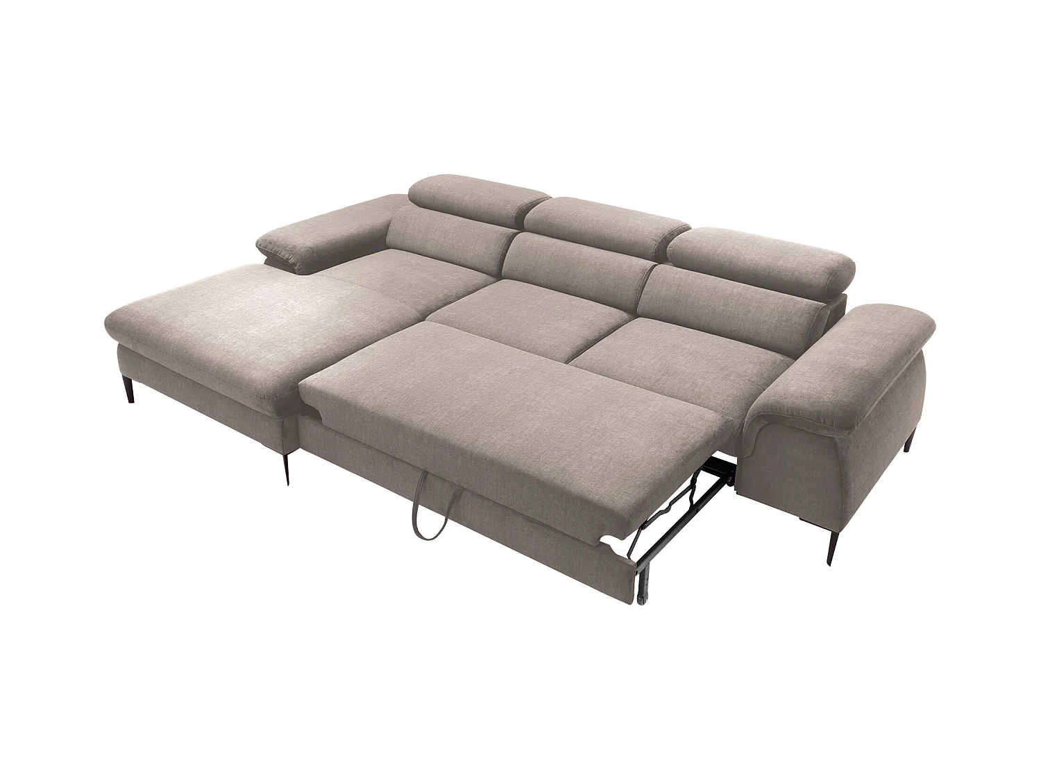 Canapé d'angle gauche convertible en velours taupe SEPINA de Pascal Morabito