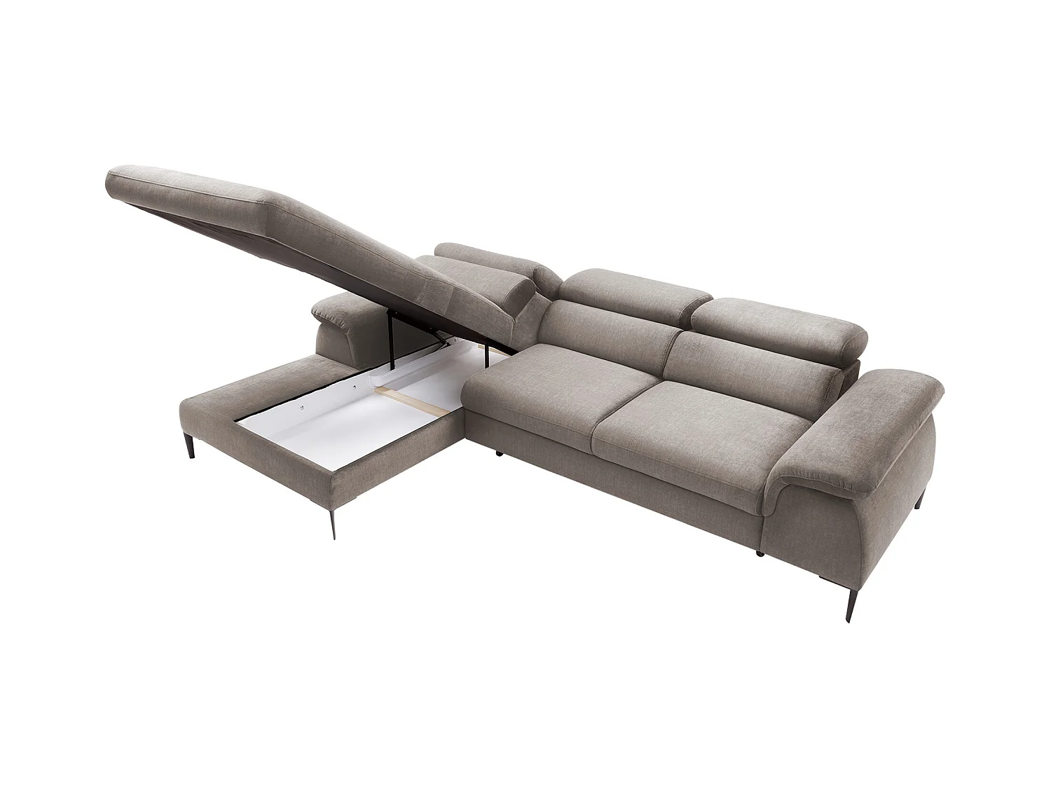 Canapé d'angle gauche convertible en velours taupe SEPINA de Pascal Morabito