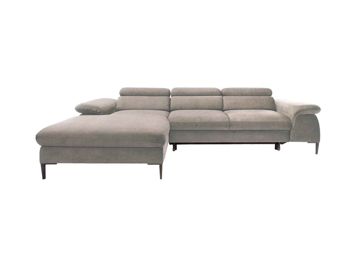 Canapé d'angle gauche convertible en velours taupe SEPINA de Pascal Morabito