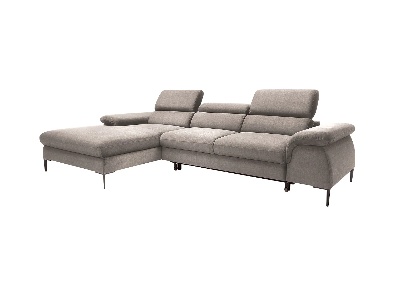Canapé d'angle gauche convertible en velours taupe SEPINA de Pascal Morabito
